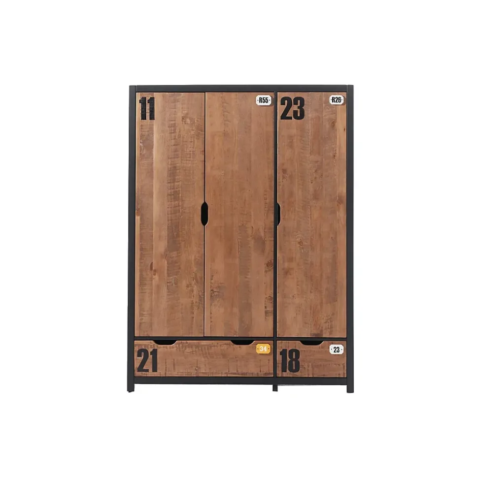 Armoire 3 Portes "Alex" 200cm Marron & Noir