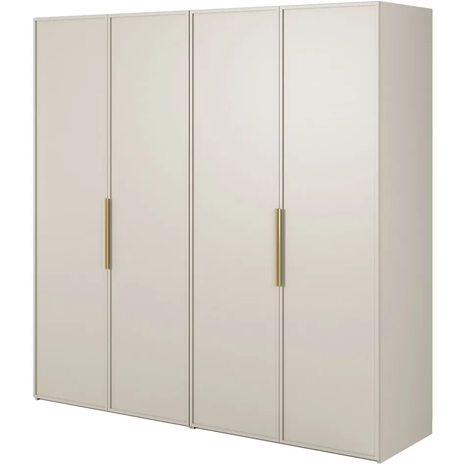 Armoire 4 portes avec 2 tringles et étagères 200 cm FRAME grège