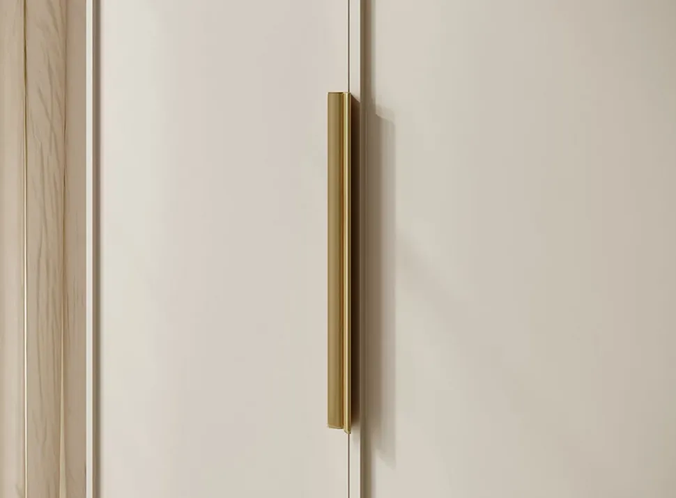 Armoire 4 portes avec 2 tringles et étagères 200 cm FRAME grège