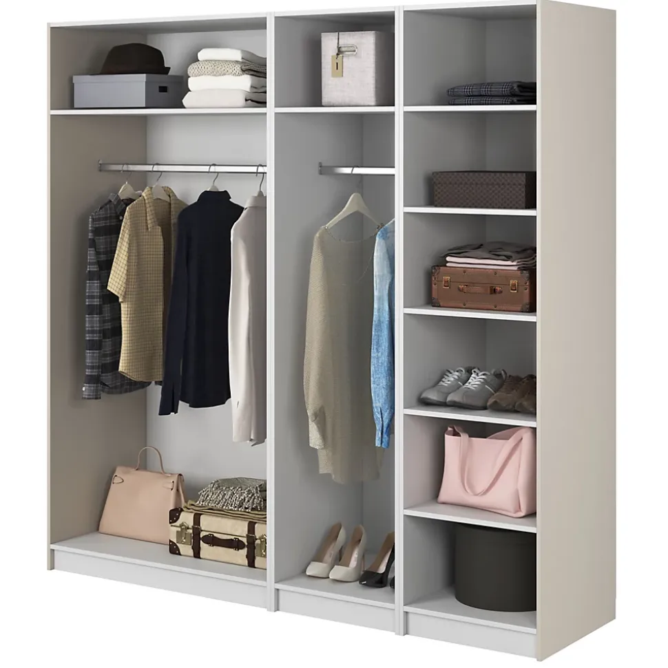 Armoire 4 portes avec 2 tringles et étagères 200 cm FRAME grège
