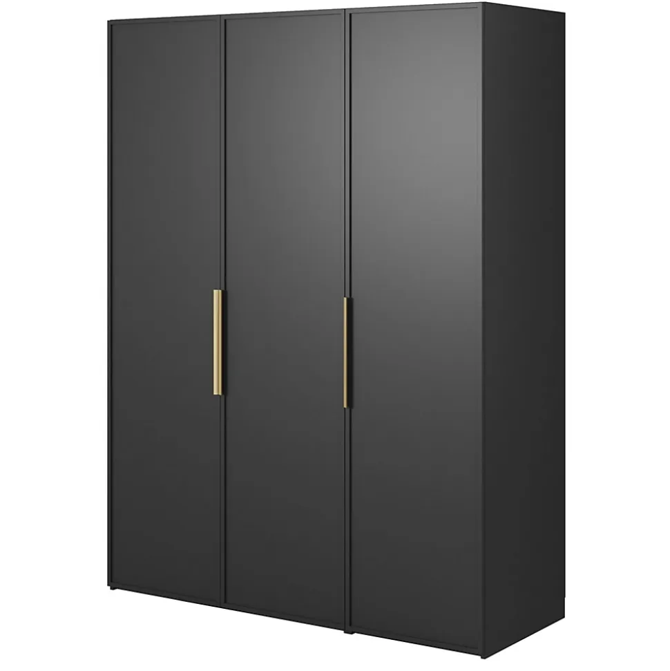 Armoire 3 portes avec deux tringles 150 cm FRAME noir