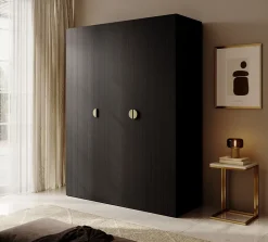 Armoire 3 portes avec deux tringles 150 cm FRAME noir