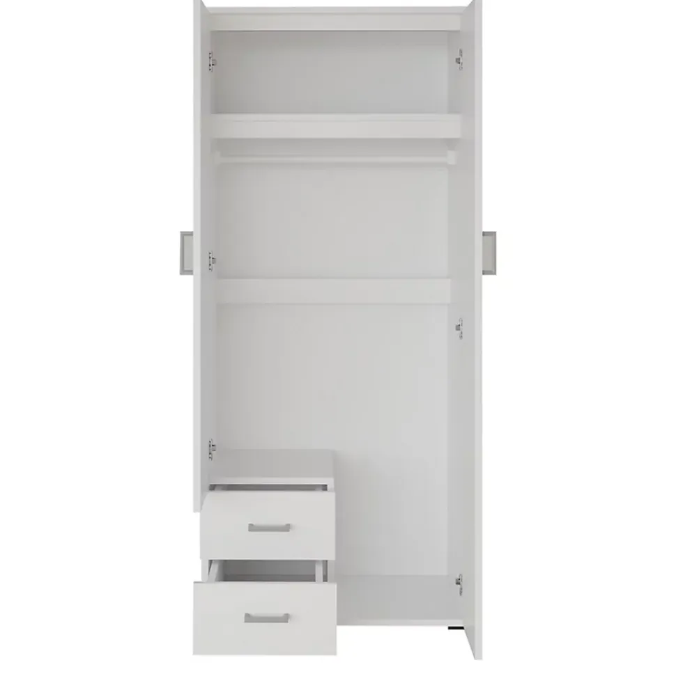 Armoire 2 portes avec miroir TOM Dimensions H185 x L80 x P52 cm Coloris blanc Style design
