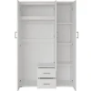 Armoire 3 portes avec miroir TOM Dimensions H185 x L120 x P52 cm Coloris blanc Style design