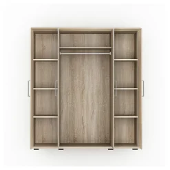 Armoire 4 portes avec penderie TOM Chene sonoma