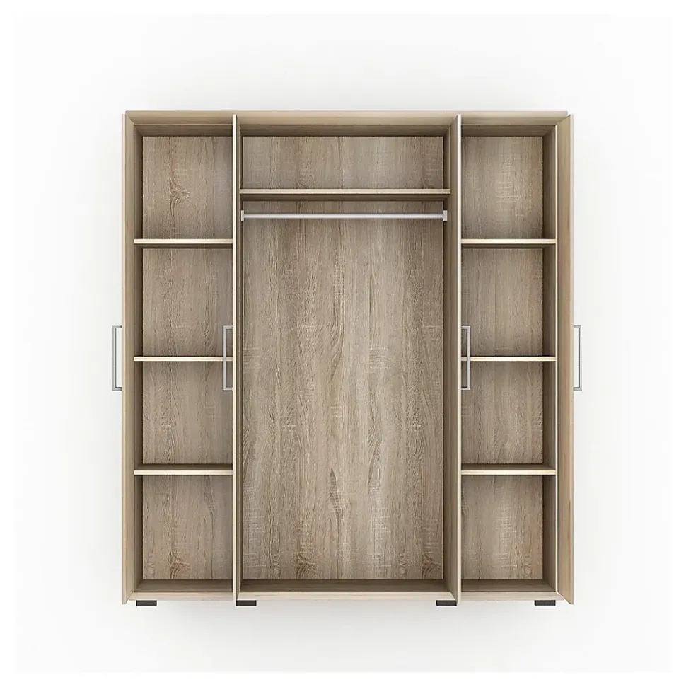 Armoire 4 portes avec penderie TOM Chene sonoma