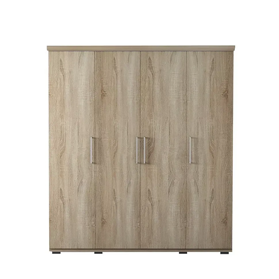 Armoire 4 portes avec penderie TOM Chene sonoma