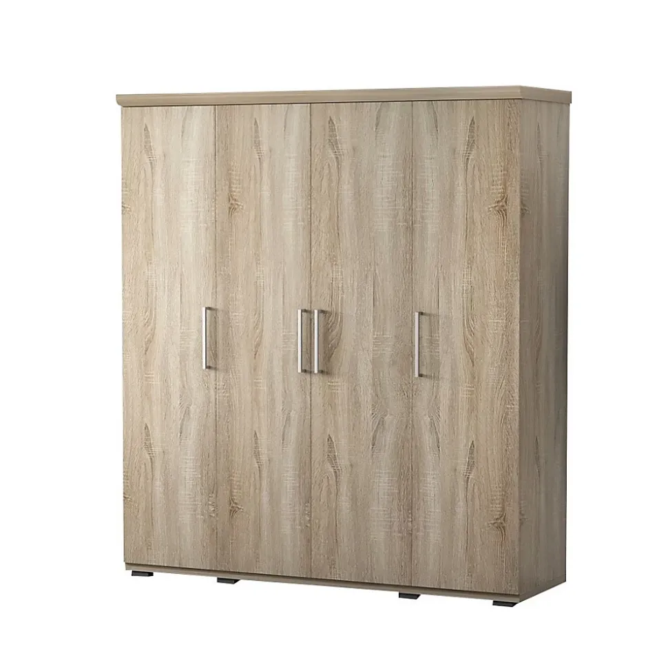Armoire 4 portes avec penderie TOM Chene sonoma