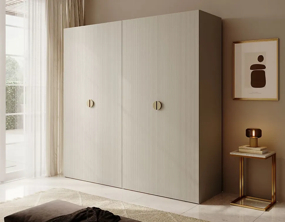 Armoire 4 portes avec tringle et tiroirs 200 cm FRAME grege