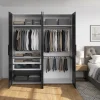 Armoire 3 portes battantes noires, blanc GoodHome Atomia Noveleties H. 225 x L. 200 x P. 58 cm