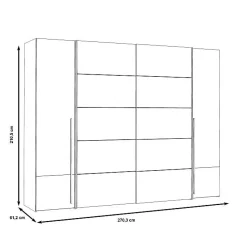 Armoire 2 portes battantes + 2 portes coulissantes - Decor chene artisan et beton gris - L 270,3 x P 61,2 x H 210 cm - NARAGO
