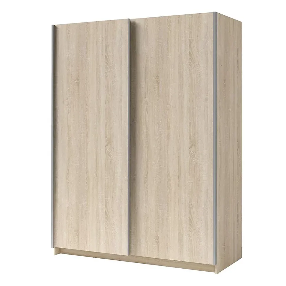 Armoire 2 portes coulissantes - Collection GOZU - Coloris chene sonoma - 180 x 198 x 62 cm