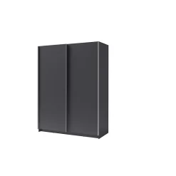 Armoire 2 portes coulissantes - Collection GOZU - Coloris gris graphite - 180 x 198 x 62 cm