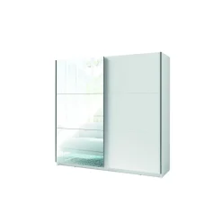 Armoire 2 portes coulissantes avec miroir - 150 cm- blanc alpin mat - collection ARSALA