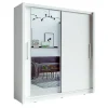 Armoire 2 portes coulissantes avec miroir 205 cm - blanc - Collection OZZULA