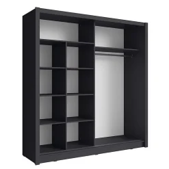 Armoire 2 portes coulissantes avec miroir - 205 cm - gris graphite - collection OZZULA