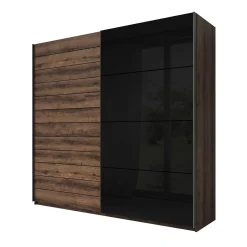 Armoire 2 portes coulissantes 200cm couleur chene foncé et noir. Collection FLOYD
