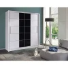 Armoire 2 portes coulissantes - blanc et noir - Collection BRESCIA