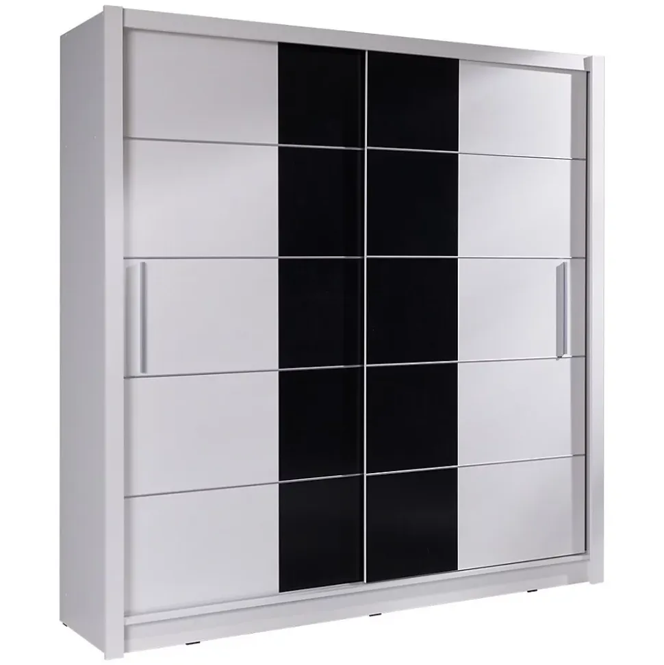 Armoire 2 portes coulissantes - blanc et noir - Collection BRESCIA