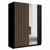 Armoire 2 portes coulissantes avec miroir 150 cm - noir et chene - Collection STRANO