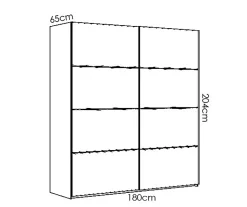 Armoire à portes coulissantes coloris blanc brillant - Longueur 180 x Profondeur 65 x Hauteur 204 cm