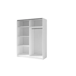 Armoire 2 portes coulissantes 200 cm - blanc et chene - Collection VARIA