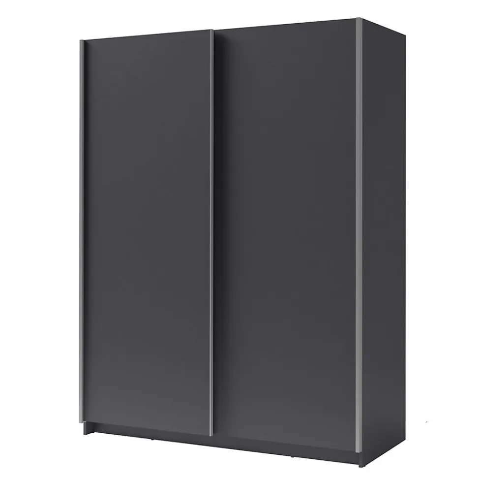 Armoire 2 portes coulissantes - Collection GOZU - Coloris gris graphite - 150 x 198 x 62 cm