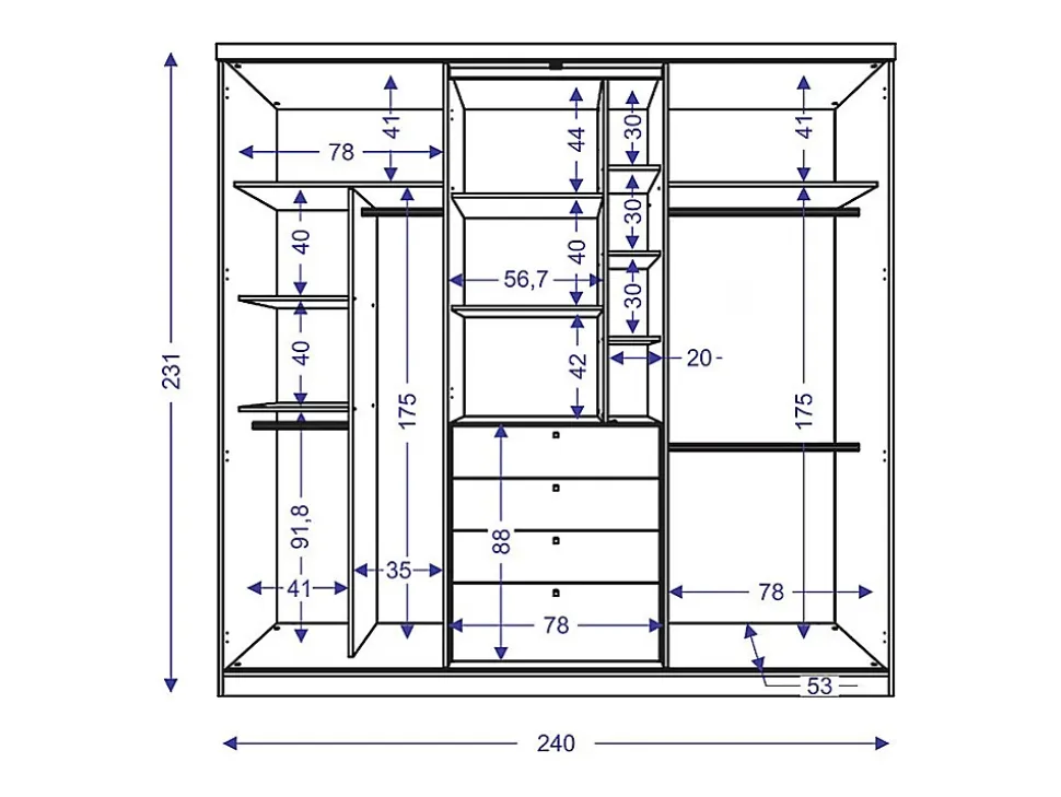 Armoire 2 portes coulissantes - Miroir et tiroirs - L240cm - Coloris : Naturel et ivoire - BODIL II