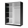 Armoire 2 portes coulissantes - Avec miroir - L150 cm - Noir et naturel - CALELA