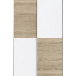 Armoire 2 portes coulissantes OZZULA blanc et chene clair L120 P41,6 H190,5 cm