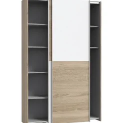 Armoire 2 portes coulissantes OZZULA blanc et chene clair L120 P41,6 H190,5 cm