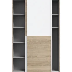 Armoire 2 portes coulissantes OZZULA blanc et chene clair L120 P41,6 H190,5 cm
