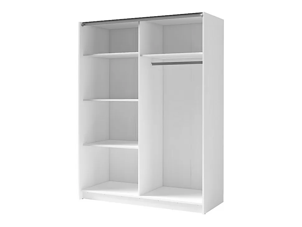 Armoire 2 portes coulissantes - Avec miroir - L200 cm - Blanc et naturel - TINDANIA