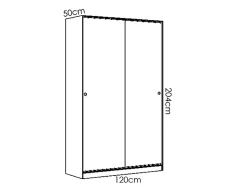 Armoire à portes coulissantes coloris naturel/blanc brillant - Longueur 120 x Profondeur 50 x Hauteur 204 cm