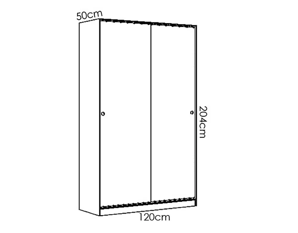 Armoire à portes coulissantes coloris naturel/blanc brillant - Longueur 120 x Profondeur 50 x Hauteur 204 cm
