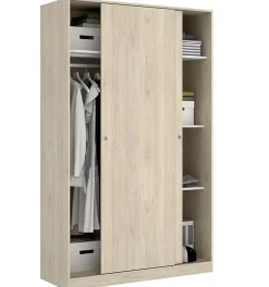 Armoire à portes coulissantes coloris naturel - Longueur 120 x Profondeur 50 x Hauteur 204 cm