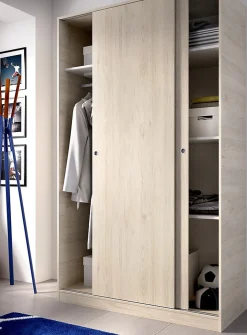 Armoire à portes coulissantes coloris naturel - Longueur 120 x Profondeur 50 x Hauteur 204 cm