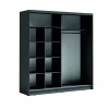 Armoire 2 portes coulissantes avec miroir oblique 205 cm - gris graphite - Collection BAHIA
