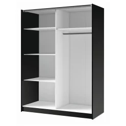 Armoire 2 portes coulissantes 150 cm - noir et chene - Collection VARIA