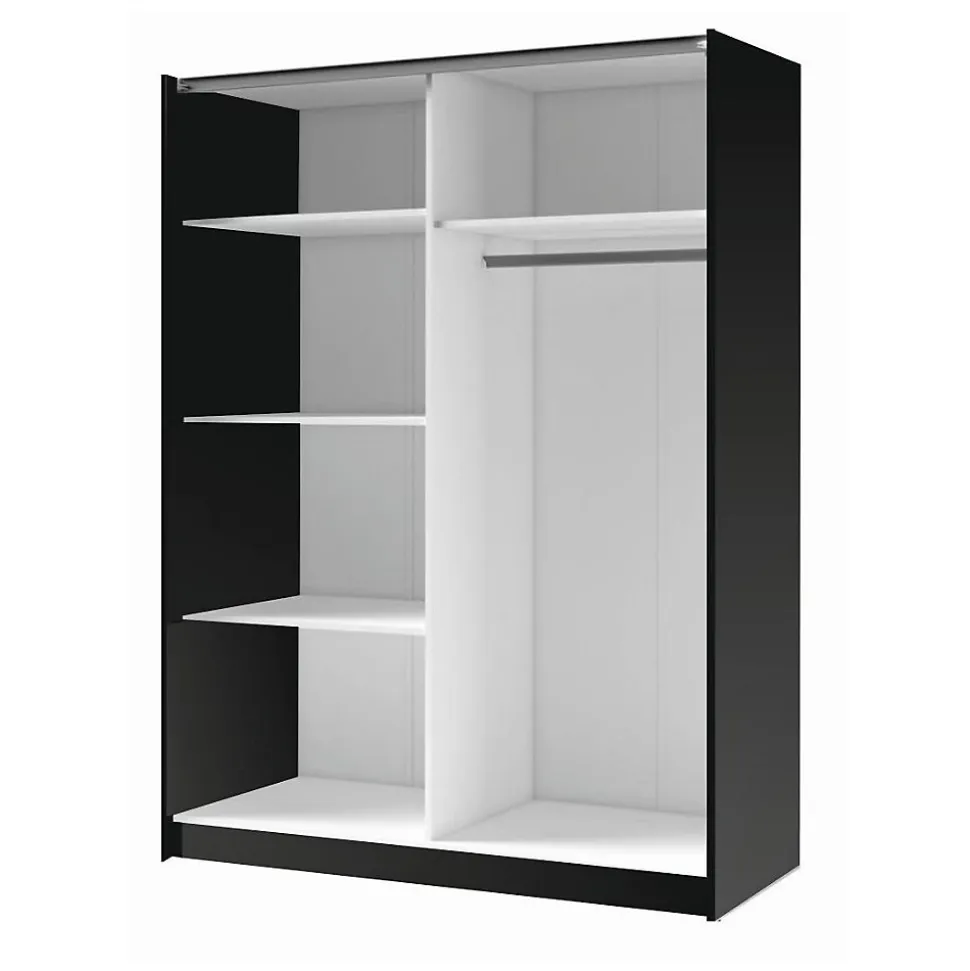 Armoire 2 portes coulissantes 150 cm - noir et chene - Collection VARIA