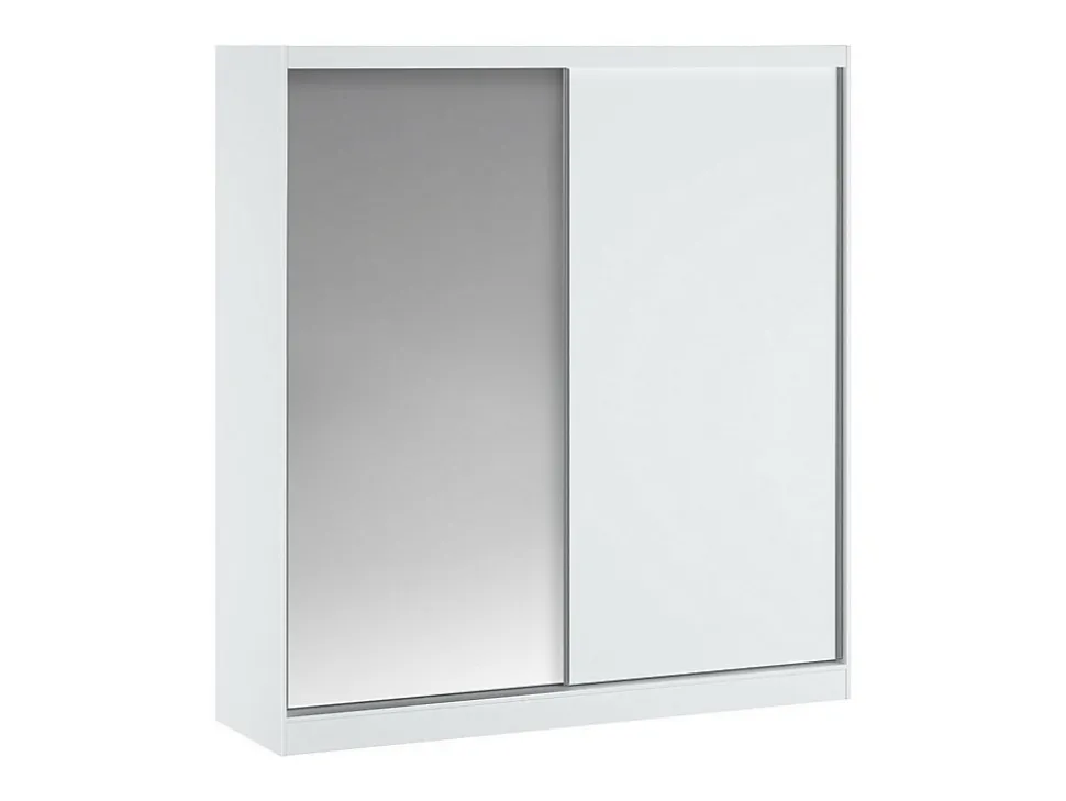 Armoire 2 portes coulissantes - Avec miroir - L200 cm - Blanc - OCHIRA