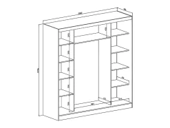 Armoire 2 portes coulissantes - Avec miroir - L200 cm - Blanc - OCHIRA
