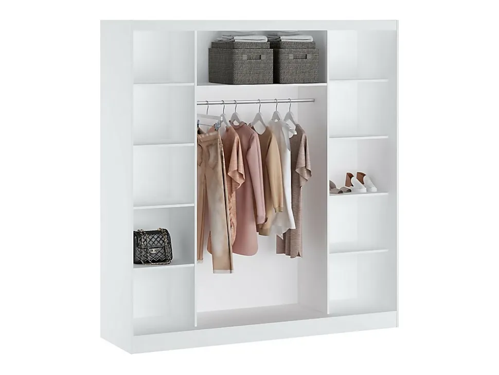 Armoire 2 portes coulissantes - Avec miroir - L200 cm - Blanc - OCHIRA