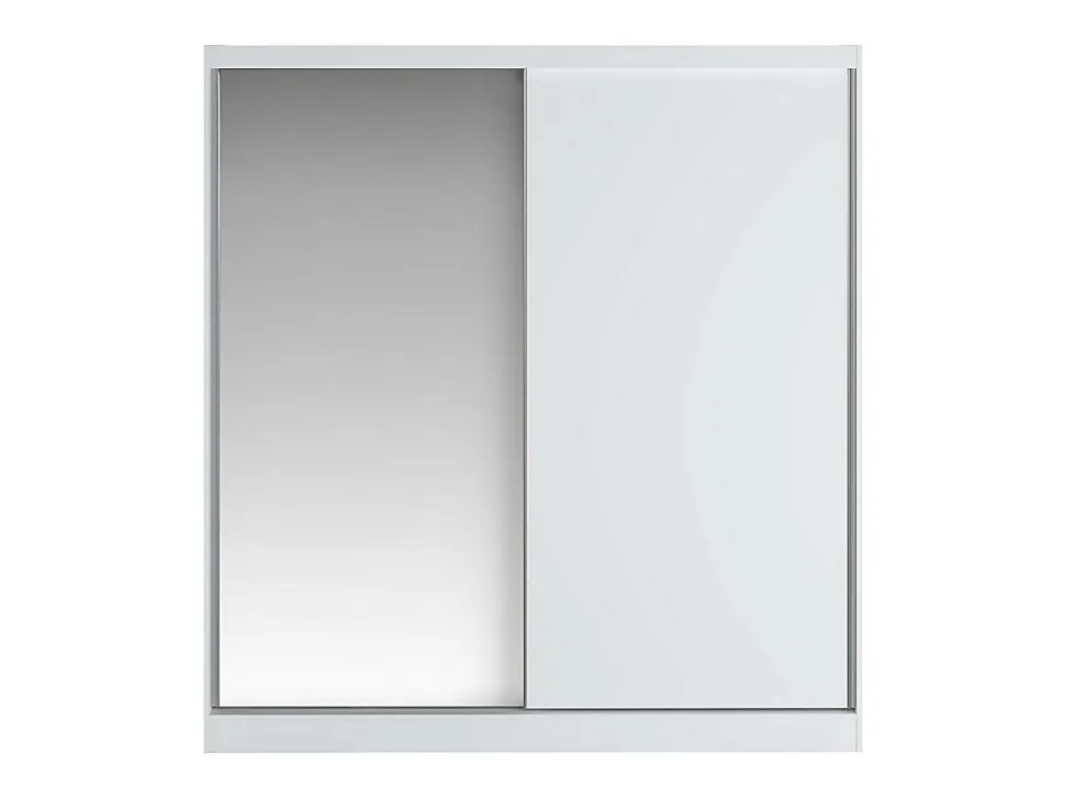 Armoire 2 portes coulissantes - Avec miroir - L200 cm - Blanc - OCHIRA
