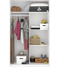 Armoire à portes coulissantes coloris blanc brillant - Longueur 120 x Profondeur 50 x Hauteur 204 cm