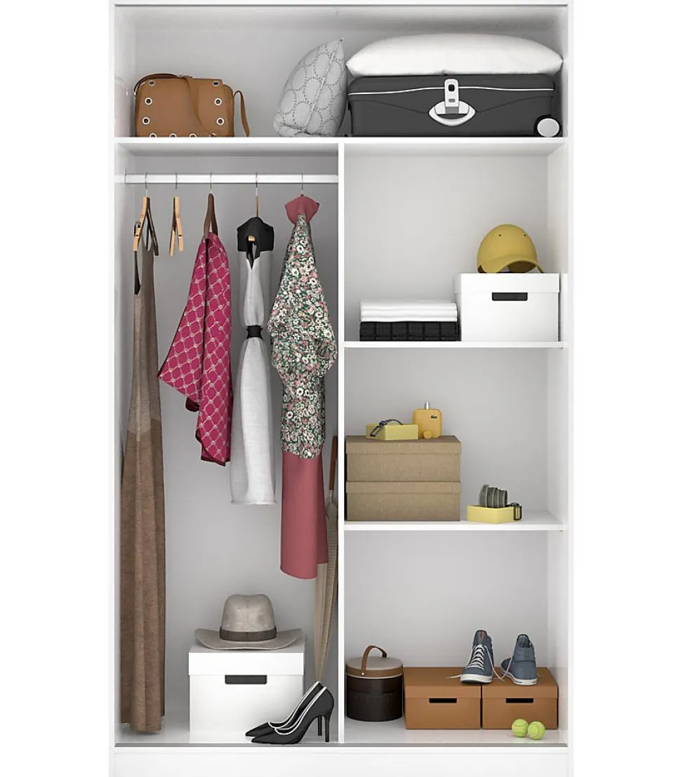 Armoire à portes coulissantes coloris blanc brillant - Longueur 120 x Profondeur 50 x Hauteur 204 cm
