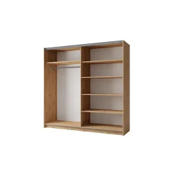 Armoire 2 portes coulissantes avec miroir- 150 cm - couleur chene - collection ARSALA