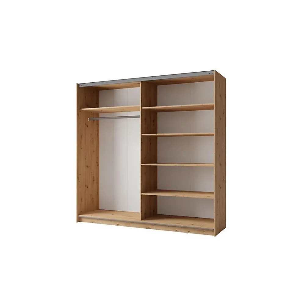 Armoire 2 portes coulissantes avec miroir- 150 cm - couleur chene - collection ARSALA