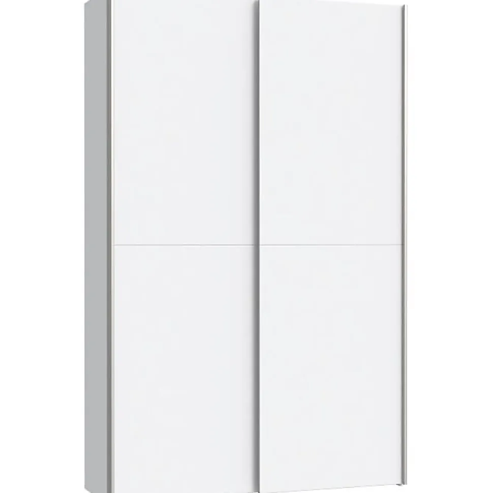 Armoire 2 portes coulissantes L120 P41,6 H190,5 cm blanc mat panneaux de particules Ozzula