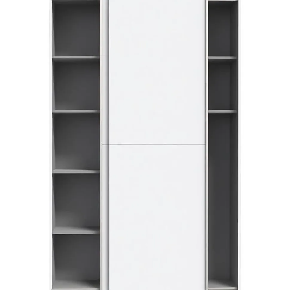Armoire 2 portes coulissantes L120 P41,6 H190,5 cm blanc mat panneaux de particules Ozzula